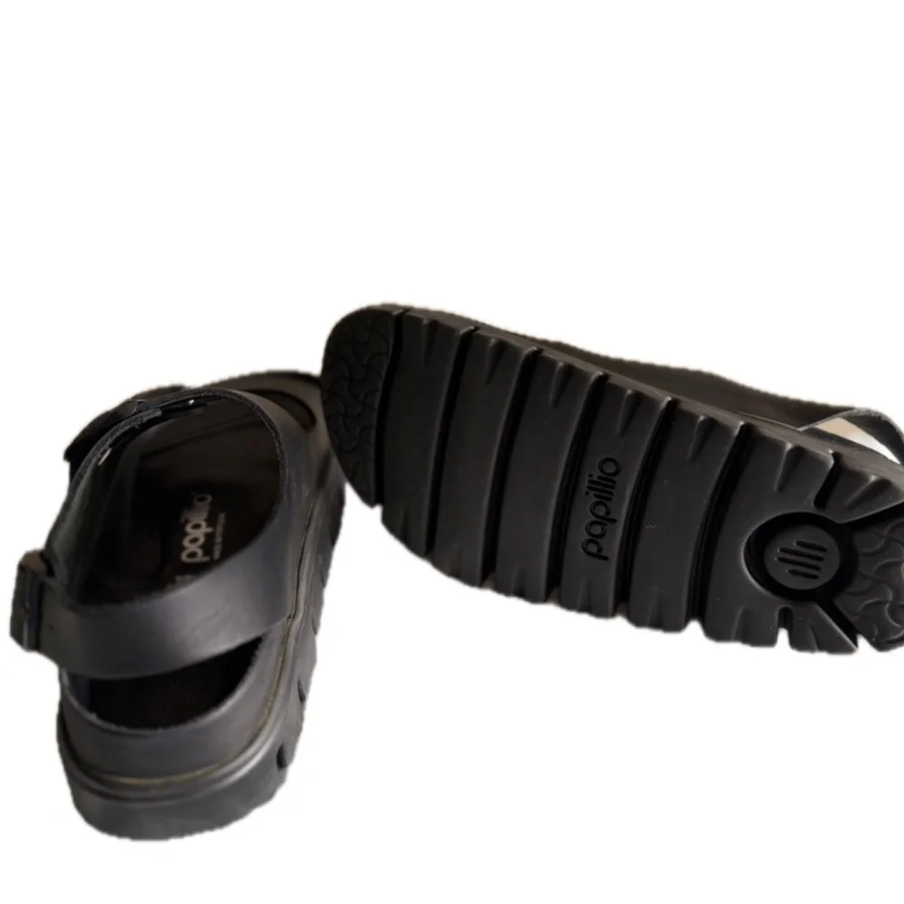 Birkenstock Milano Papillio Chunky Black Leather Sandals EU 38 US7-7.5 - Picture 3 of 7
